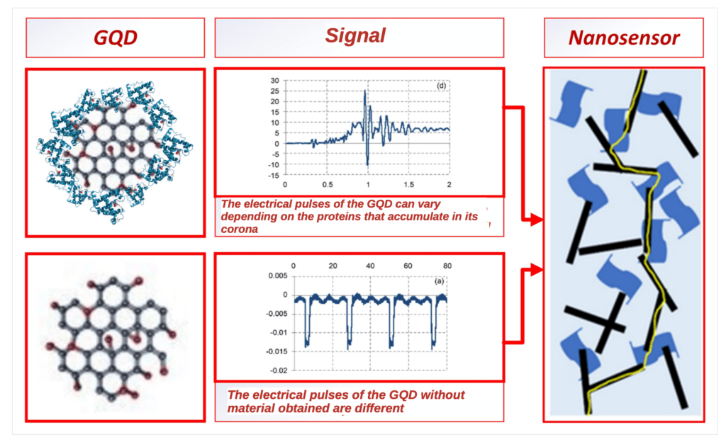 Theelectricalpulsesemitted by the GQDs produce variations in the signal