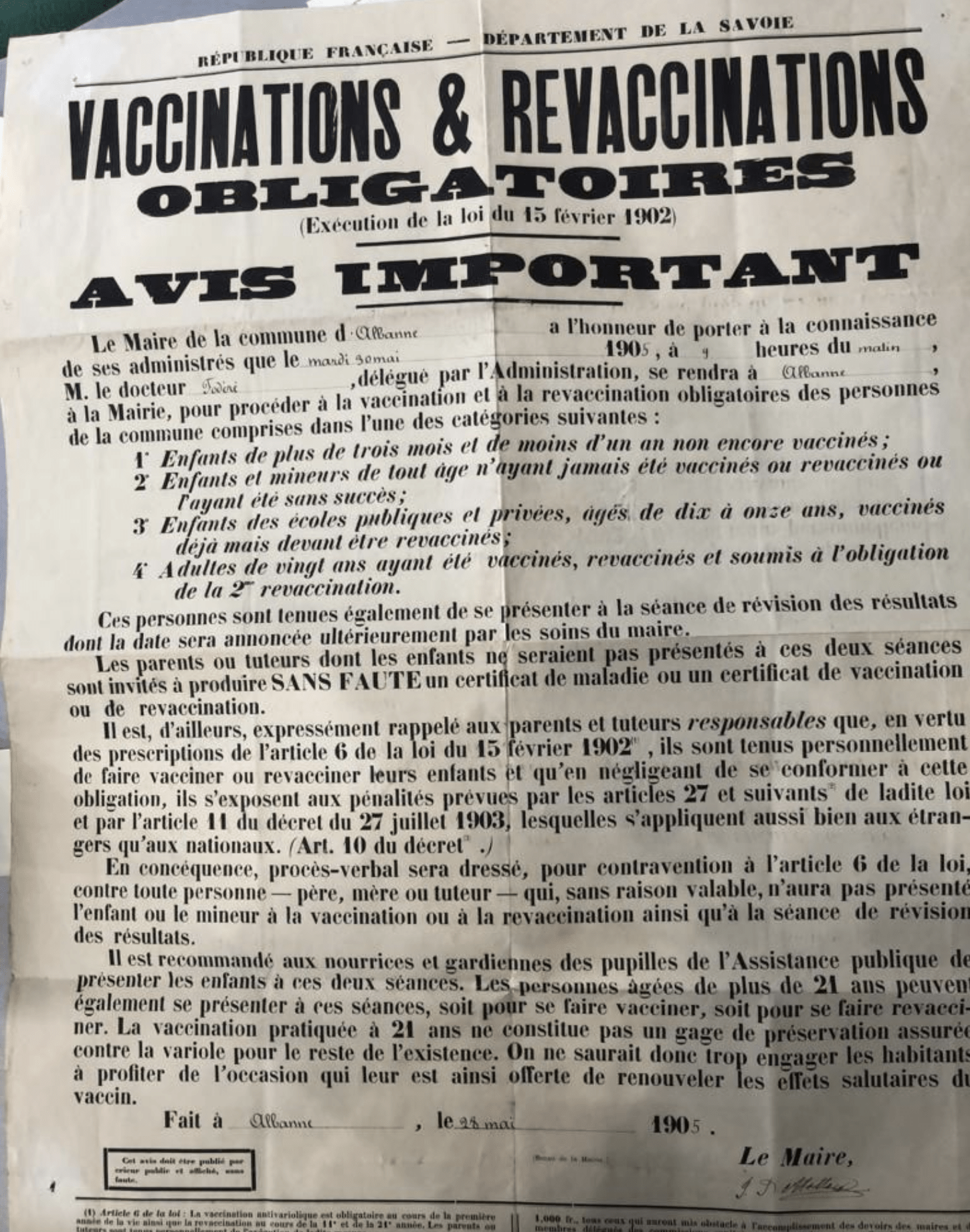 VACCINATION ET REVACCINATIONS